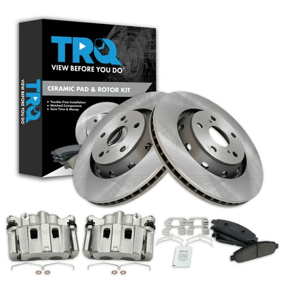 TRQ Front Brake Pad & Rotor Kit Brake Caliper Brake Pads Brake Rotor Ceramic Fits Select 2009-2015 Toyota Venza