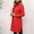 thumbnail image 4 of Homgro Women's Shacket Jacket Casual Button Up Trench Coat Fall Slim Fit Belted Long Sleeve Peacoat Pockets Red 4, 4 of 5
