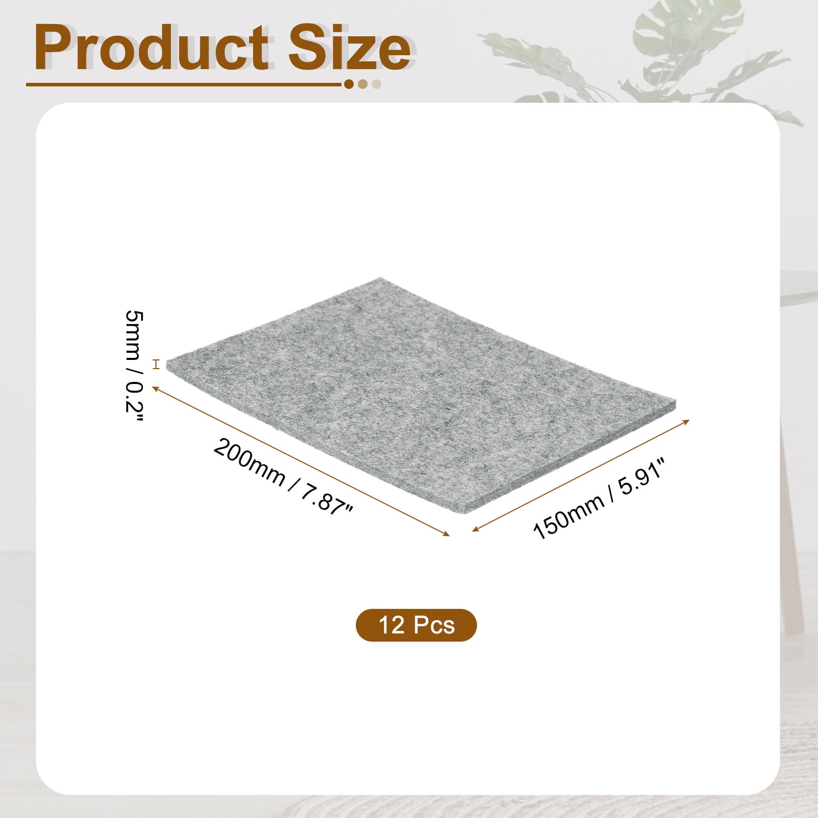 Felt Furniture Pads, 12Pack 7.87" x 5.91" Adhesive Backed Felt Non-slip Anti-scratch Chair Leg Protectors for Protecting Hardwood Floor, Grey