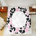 thumbnail image 5 of Manfei Milk Cattle Print Twin Sheet Sets,Rustic Farm Animal Twin Fitted Sheet,Pink White Black Flat Sheet For Teens,Luxury Bedroom Decor,3pcs, 5 of 7