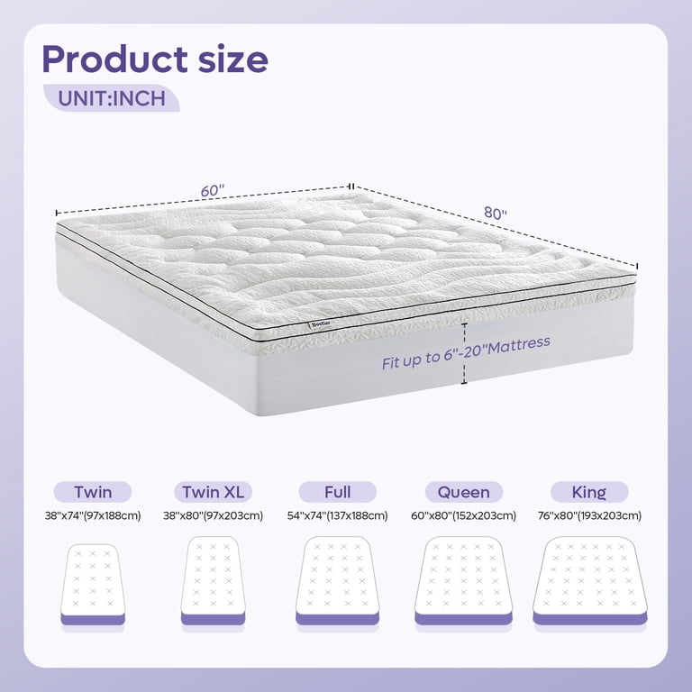 Bestier 3 Inch Dual Layer Mattress Topper, Twin-XL, White photo 6
