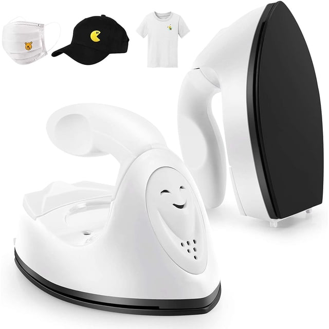 Mini Heat Press Machine Mini Electric Iron Portable Handy Heat Press Mini Iron With Charging Base Accessories For Clothes Diy T-Shirts Shoes Hats Small Heat Transfer Vinyl Projects (Blue)