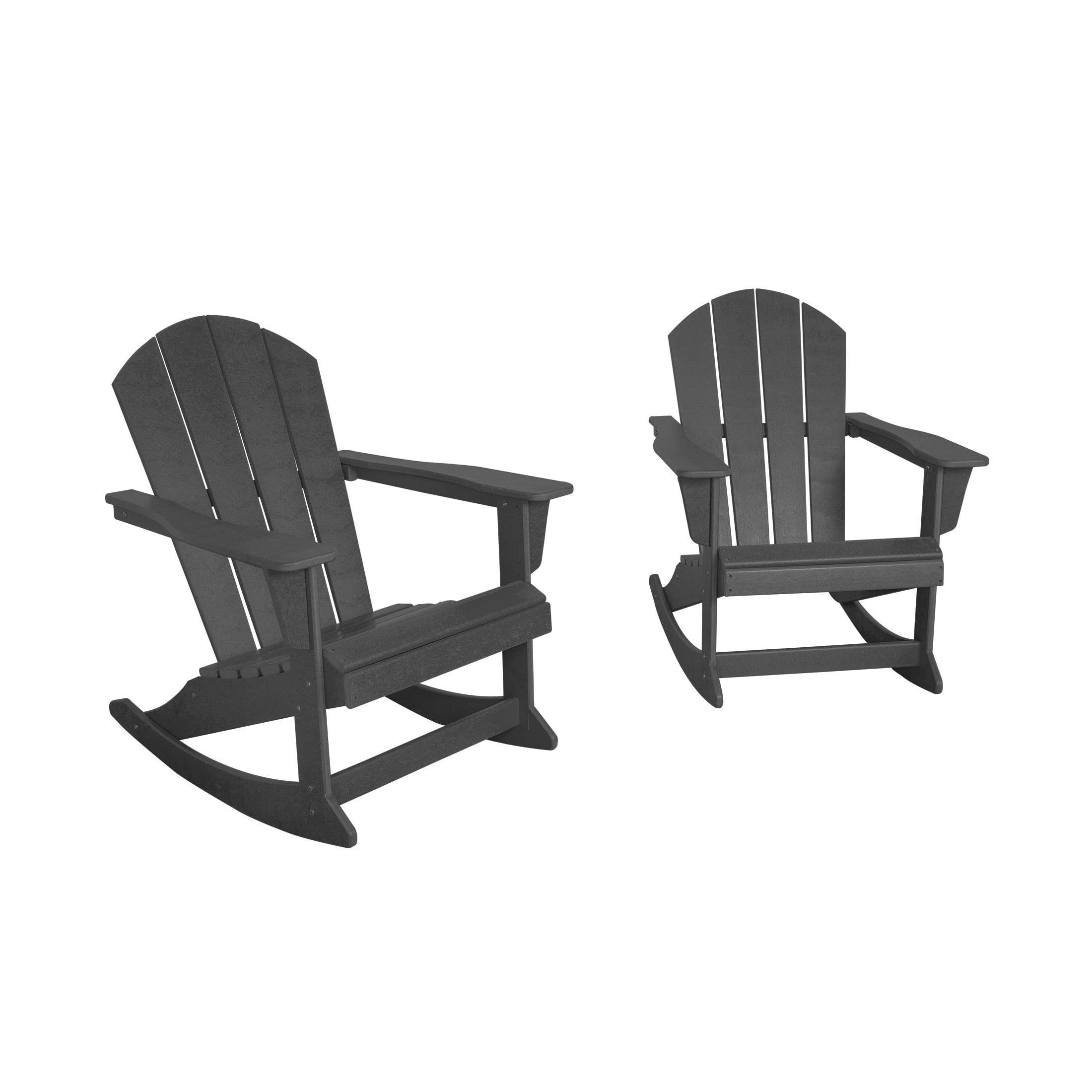 GARDEN Set of 2 - Plastic Outdoor Rocking Chairs for Patio Porch, Gray