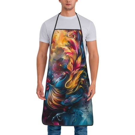 

Gaeub Vibrant Rooster Painting Print Apron for Men and Women Waterproof Apron for Cooking Dishwashing Lab Butcher Dog Grooming