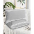 thumbnail image 2 of Grey Striped Pillow Covers Queen Size 2 Pack, Luxurious White Stripes Modern Abstract Art Soft Bed Throw Pillowcases Breathable Cooling Long Lumbar Body Pillow Sham Cover for Bed Sofa 20''x30'', 2 of 7
