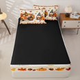 thumbnail image 4 of Manfei Cartoon Fall Gnome Truck Zipper Twin Comforter Sets with Fitted Sheet and 2 Pillowcases for Teens, Orange Autumn Pumpkin Leaf Zipper Bedding Set, Black Reversible, 4-Piece, 4 of 6