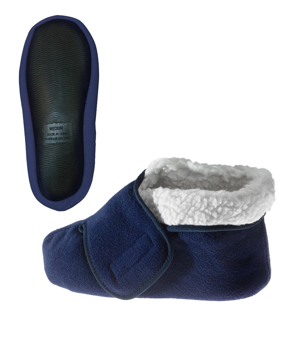 size 9 extra wide Checked Touch Close Boot Slippers Ideal For Disabled Elderly