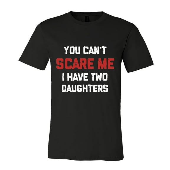 FLAGWIX Gifts For Dad From Daughter - You Can't Scare Me I Have Two Daughters T-Shirt - Men's Basic Letter Print Crew Neck Tee, Summer Clothes, Men's T-shirts