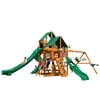 Gorilla Playsets Great Skye II Wooden Swing Set with 2 Sunbrella® Canvas Canopies, 3 Slides, and Rope Ladder