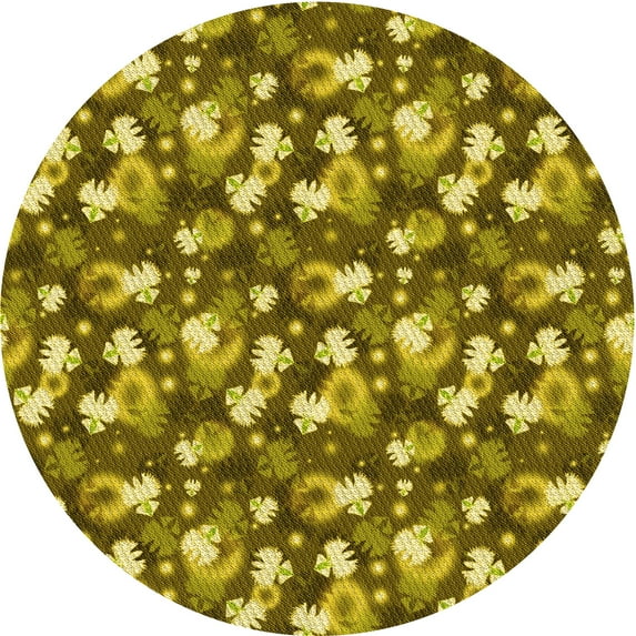 Ahgly Company Indoor Round Patterned Dark Bronze Brown Area Rugs, 3' Round