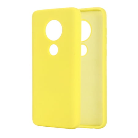 Yellow Simulate Liquid Silicone Smooth Phone Shell Scratch-resistant Shockproof Protective Cover Phone Case Compatible with Motorola Moto E5/G6 Play