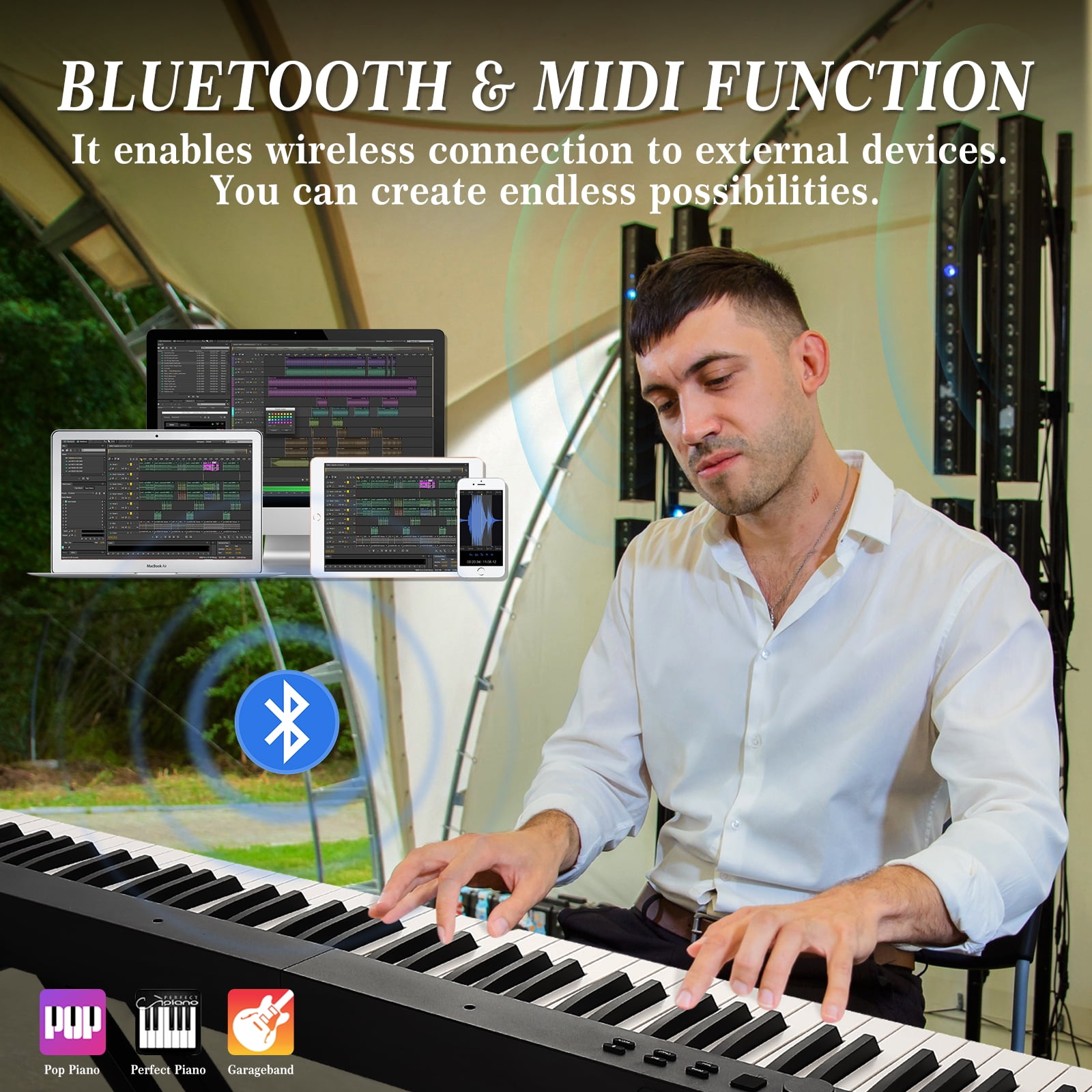 Foldable Piano Keyboard, Portable 88-Key Electronic Piano with Lightweight Design for Travel, Beginners & Students - Digital Music Keyboard with Mini Size & Foldable Feature