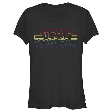 Junior s Star Wars Pride Outline Rainbow Logo Graphic Tee Black Small
