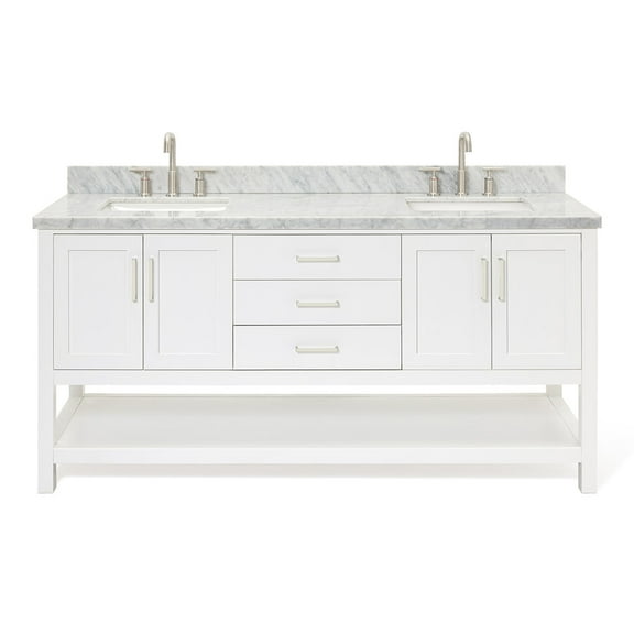Ariel S073dcwrvo Magnolia 72" Free Standing Double Basin Vanity Set - White