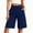 Navy, variant on Elvqul Womens Shorts Wide Leg with Pocket Bermuda Shorts Loose Holiday Elastic Waist Beach Solid Shorts for Women