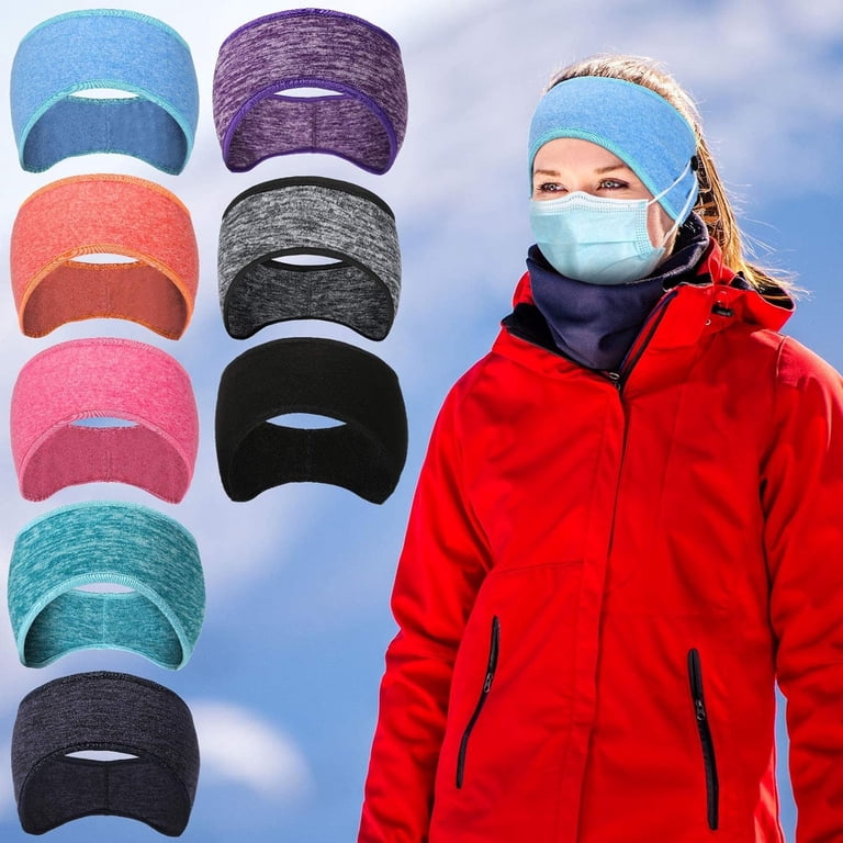 8 Pieces Ear Warmer Headbands with Buttons Fleece Muffs  display picture 1