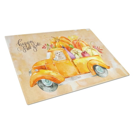 

Carolines Treasures CK2660LCB Fall Harvest Champagne Cockapoo Glass Cutting Board Large 12H x 16W multicolor