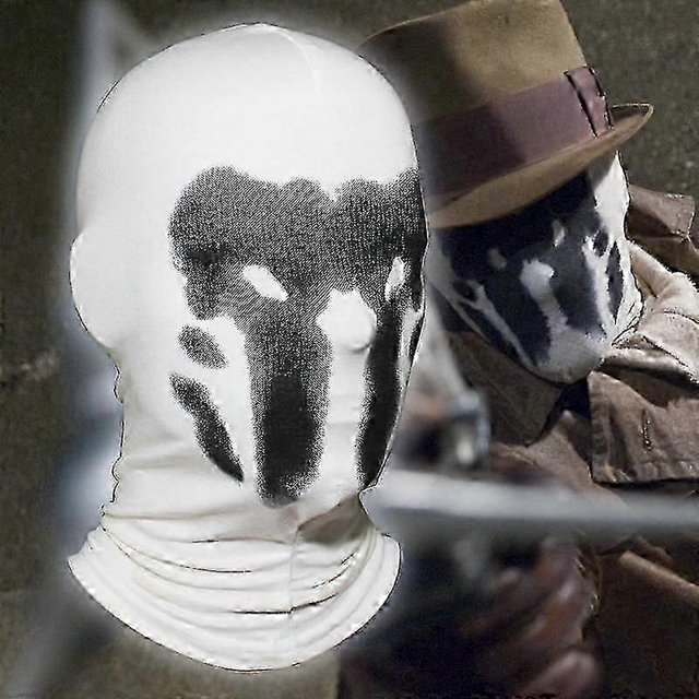 Inkblot Mask Color Change Watchmen Rorschach Walter Kovacs Cosplay White Halloween Costume Party Ful
