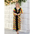 thumbnail image 2 of HAPPY BAY Women's African Beach Maxi Plus Size Caftan Casual Long Slit Dress Loungewear Dashiki Dresses for Women 2X-3X Stripes, Black, 2 of 5