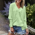 thumbnail image 6 of Jalioing V Neck Sweatshirt for Women Trendy Loose Solid Long Sleeve Pullover Shirt Spring Fall Fashion Tops, 6 of 9