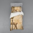 thumbnail image 1 of Ambesonne Vintage Bedding Set 3 Pcs, Wooden Wheel Compass, Twin, Beige, 1 of 3
