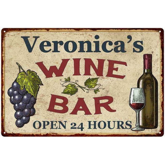 Veronica's Rustic Wine Bar Sign Wall Decor Kitchen Gift 12 x 18 Matte Finish Metal 112180056882