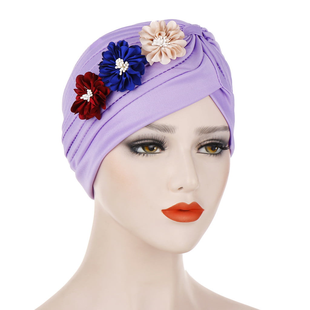 Ladies Women Floral Muslim Ruffle Cancer Chemo Hat Beanie Turban Head Wrap Cap 