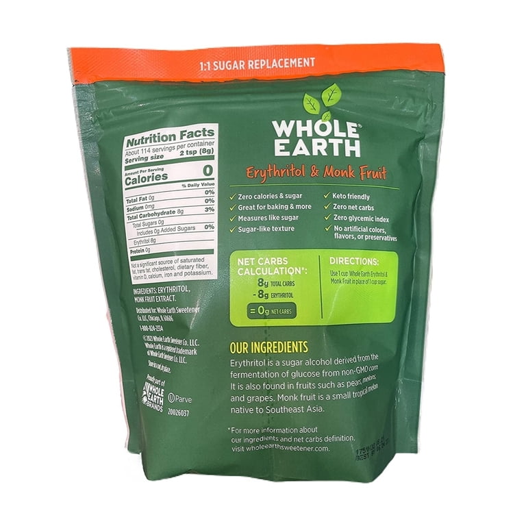 Whole Earth Plant-Based Sugar Substitute, Erythritol and Monk