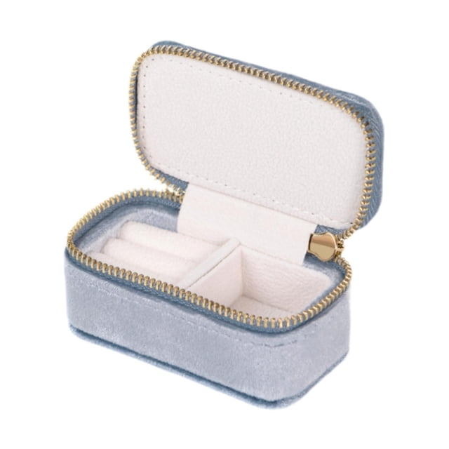 Caja de almacenamiento de joyas Caja de joyería Estuche de joyería portátil a prueba de polvo Soporte de almacenamiento de joyas para anillos Colgante Azul claro