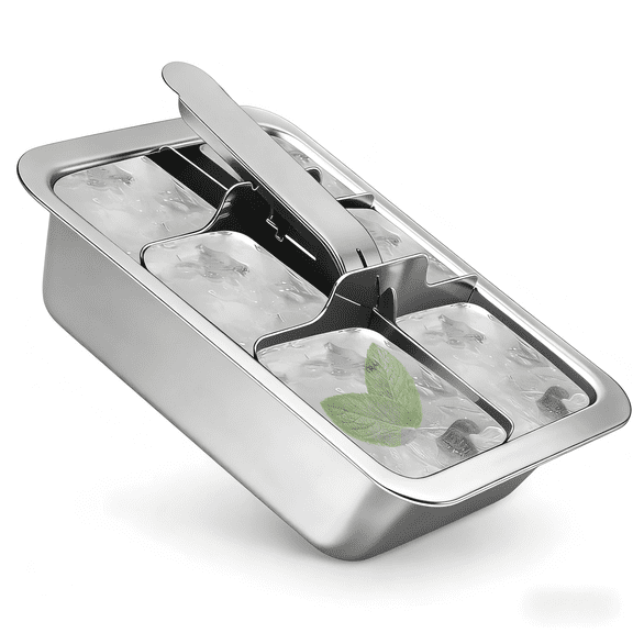 Stainless Steel Ice Cube Tray, 6 Large Cube Mold with Lever Release, Dishwasher Safe Ice Maker for Kitchen Bar Home Party