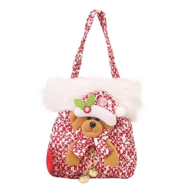 Cesta de Regalo de Navidad, bolsa de caramelos para Nochebuena, bolsa de regalos de Navidad, cesta de snacks navideños, ideal para hogar, portátil, de madera, diseño de 2 niveles, para sala
