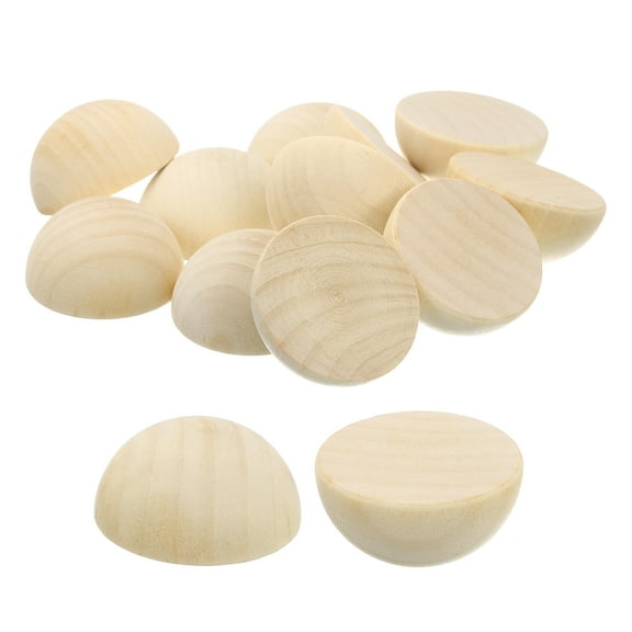 15Pack Half Wood Beads, 40mm Unfinished Hemisphere Balls Round Natural Wooden Beads