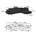 thumbnail image 6 of Benjara Cree 2 PC Modern Sectional Sofa with Chaise- Adjustable Headrests- Black, 6 of 8