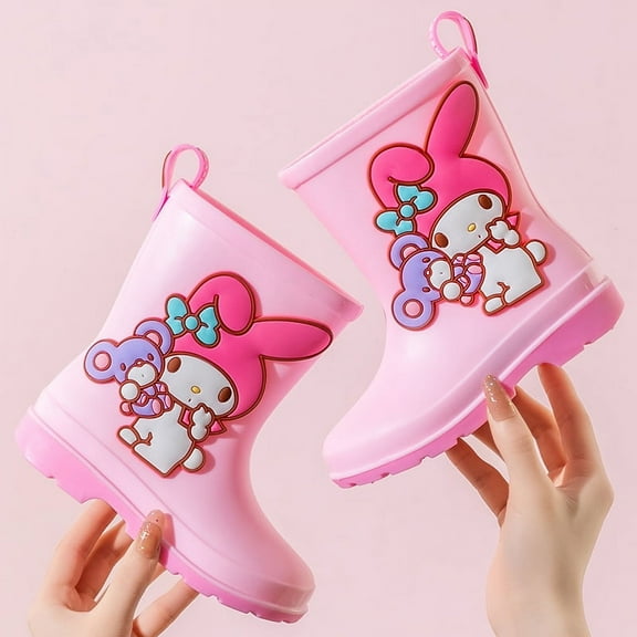 Cute Kuromi Rubber Rain Boots for Toddlers and Kids Boys Girls Lightwight Waterproof