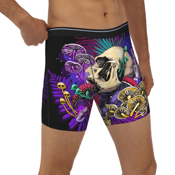 Rocae Mushrooms and Skull for Stretch Moisture-Wicking Underwear,Men's Underwear Boxer Briefs XX-Large