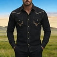 thumbnail image 2 of CONZONE Mens Western Cowboy Shirts Long Sleeve Buttons Down Shirts for Men Trendy Graphic Lapel Soft Lightweight Tops, 2 of 5