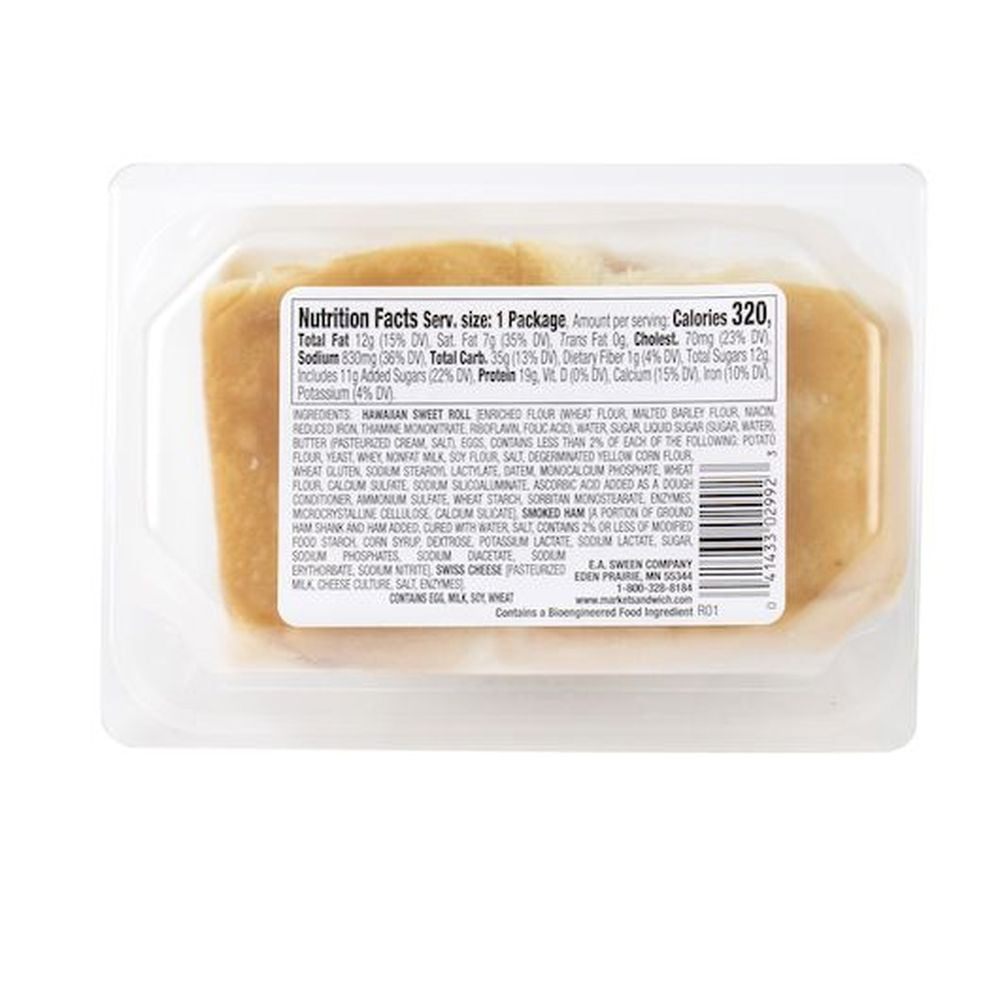 Deli Express Smoked Ham and Swiss Slider, 4.3 Ounce -- 8 per case.