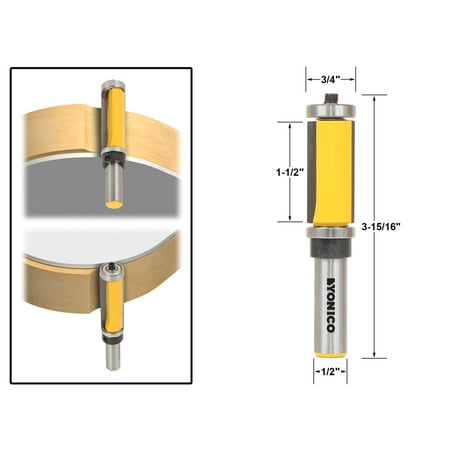 Bottom Bearing Flush - Flush Trim Router Bit Top & Bottom Bearing - 1-1/2