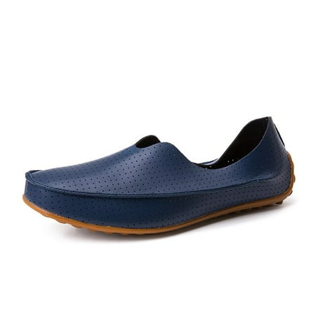 

Susugrace Men Leather Casual Loafers Summer Flats Slip-on Breathable Moccasins Hombres Autumn Soft Drive Shoes Outdoor Size 47