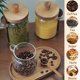 thumbnail image 5 of Frasco de vidrio con tapa de madera y cuchara, 20.3 oz, contenedor para almacenar alimentos, tarro para café, contenedor para posos de café, recipiente de vidrio para almacenar alimentos (1 paquete), 5 of 5