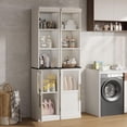 thumbnail image 5 of TROPOW 70" Narrow Storage Cabinet，Freestanding Tall Bathroom Cabinet with Glass Door & Open Shelves，for Bathroom & Living Room & Kitchen, 5 of 9