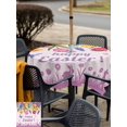 thumbnail image 4 of Easter Eggs Outdoor Tablecloth - 54x54 Inch Square Dining Table Cover, Purple Tulip Flower Spring Bunny Butterfly Floral Waterproof Outdoor Table Cloth with Umbrella Hole & Zipper for Picnic/Patio, 4 of 7