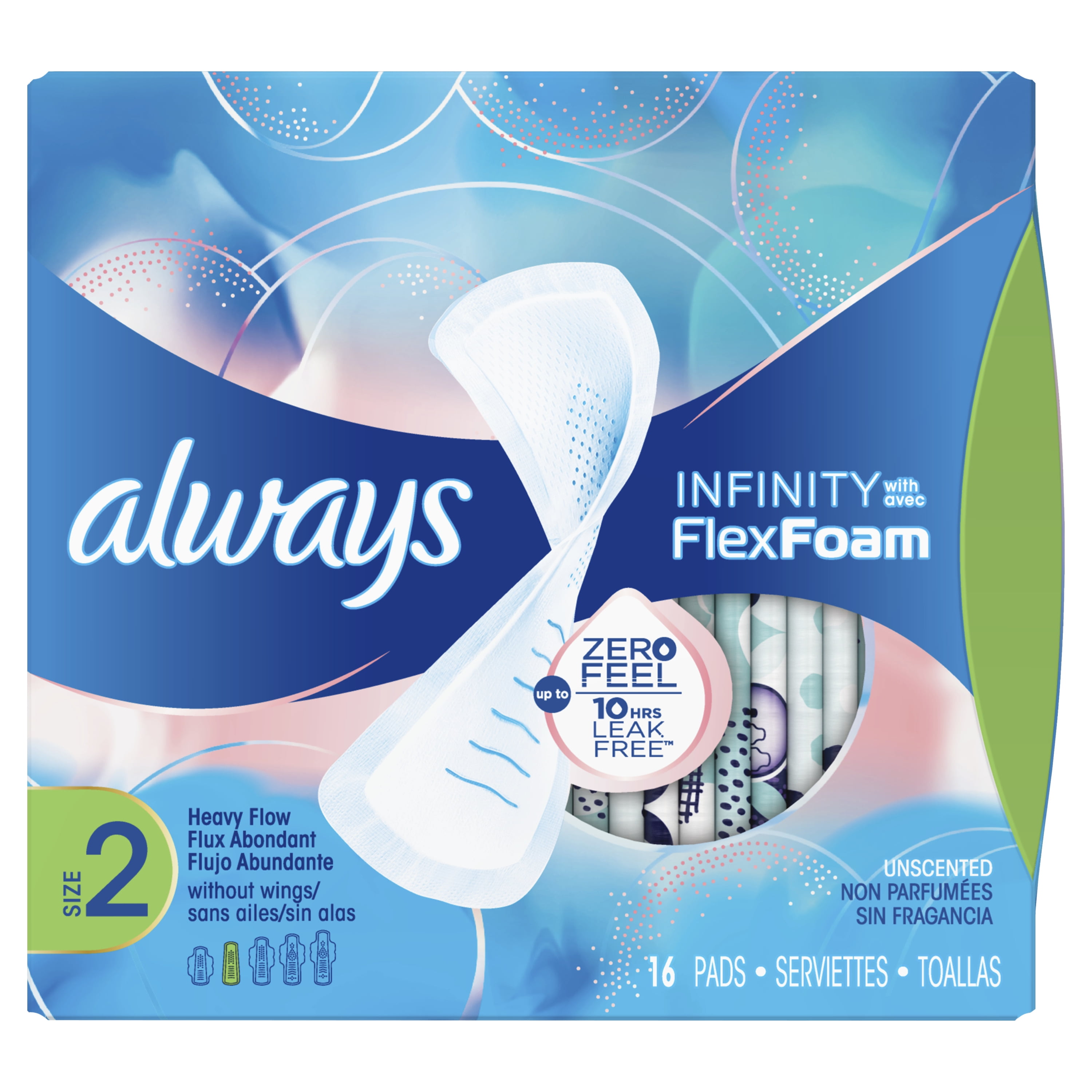 Always Infinity FlexFoam Pads, Unscented, Size 2, 16 Ct - Walmart.com
