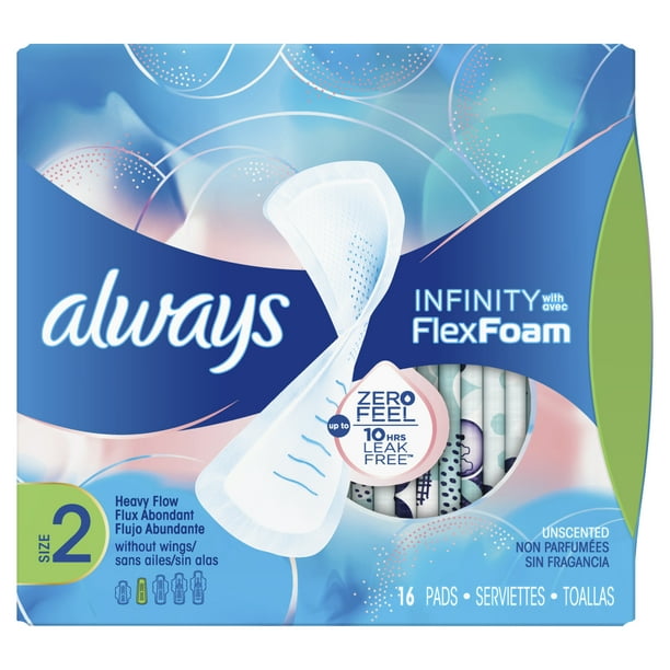 Always Infinity FlexFoam Pads, Unscented, Size 2, 16 Ct