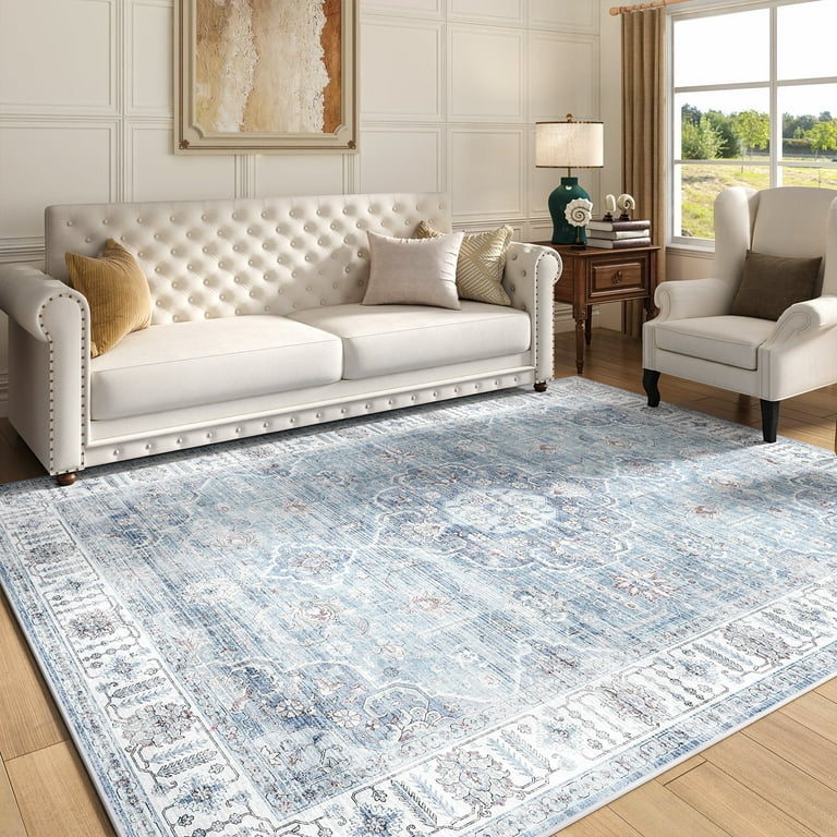 SIXHOME 5 x7 Area Rugs for Living Room Washable Rug Vintage Floral Medallion Rugs for Living Room Bedroom Distressed Retro Carpet Soft Fluffy Non