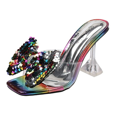 

KI-8jcuD Bride Slipper Summer Square Head Glass Heel With Colorful Bow Flowers Fashionable High Heeled Sandals Fit Flops Brand For Women Sandals Comfortable Womens Sandals Snakeskin Sandals For Wome