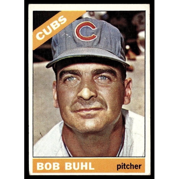 1966 Topps Baseball Card Bob Buhl Chicago Cubs #185 EX Excellent