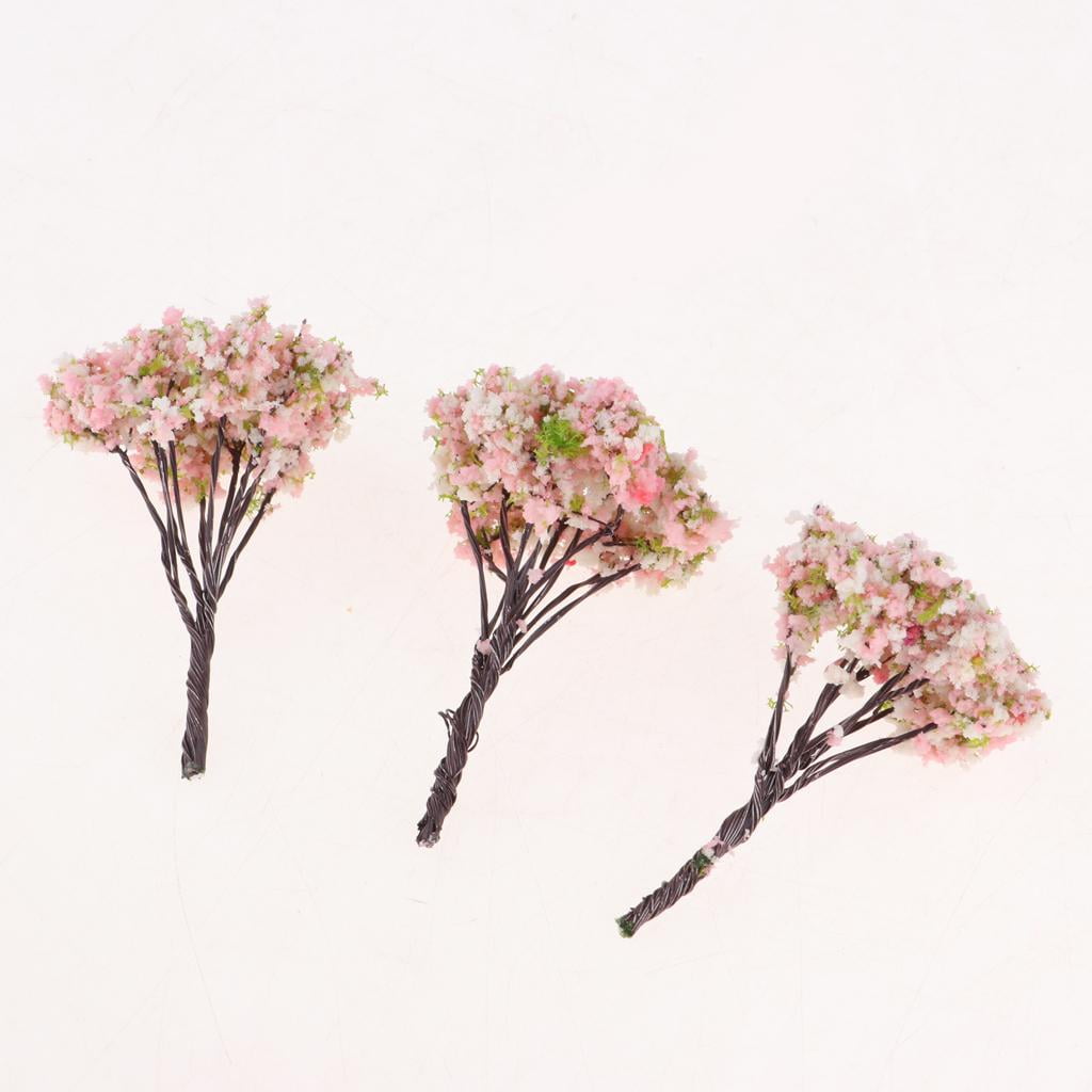 8 Piece Different Peach  Blossom Trees for 1:12 Dollhouse 