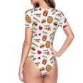 thumbnail image 4 of Naloa Fast Food Women's Short-Sleeved Onesie, One-Piece Swimsuit for Parties, dates, clubs - Small, 4 of 9