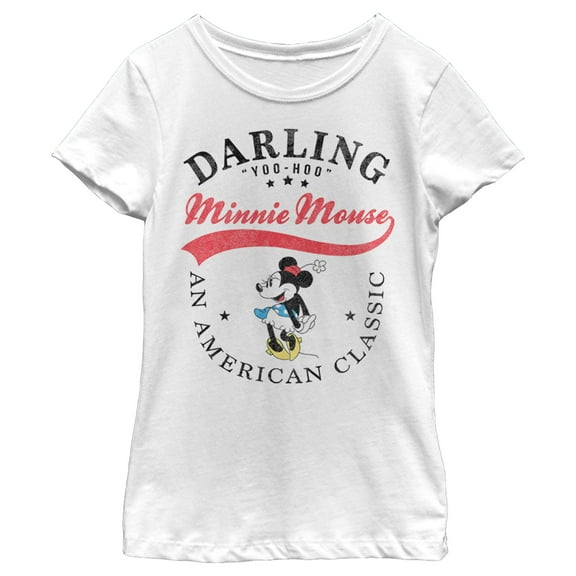 Girl's Mickey & Friends Minnie Mouse Darling Yoo Hoo  Graphic Tee White X Small